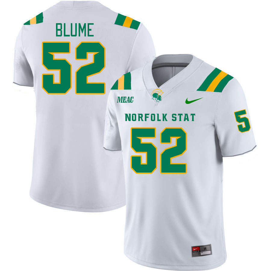 Men-Youth #52 Anthony Blume Norfolk State Spartans 2023 College Football Jerseys Stitched-White